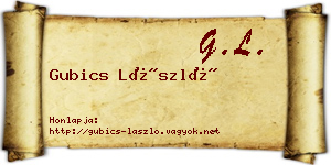 Gubics László névjegykártya